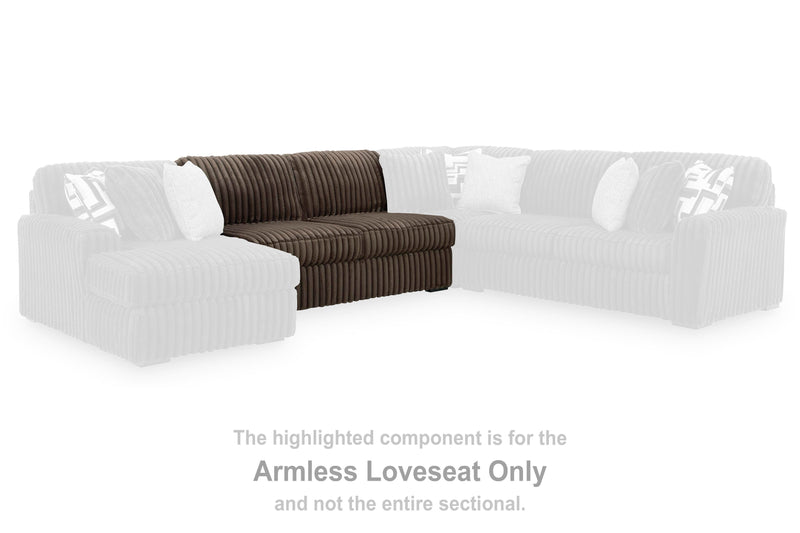 Midnight-Madness Chocolate Armless Loveseat - 9810434