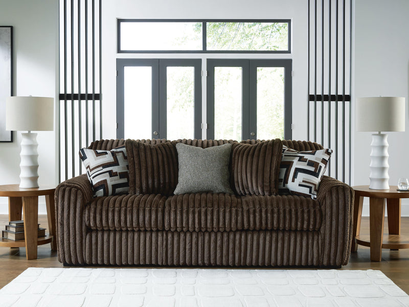 Midnight-Madness Chocolate Sofa and Loveseat - 98104U1