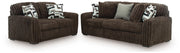 Midnight-Madness Chocolate Sofa and Loveseat - 98104U1