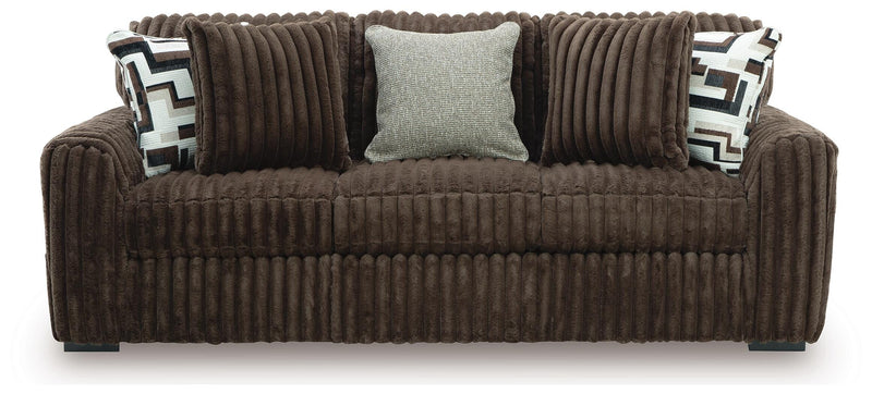 Midnight-Madness Chocolate Sofa and Loveseat - 98104U1