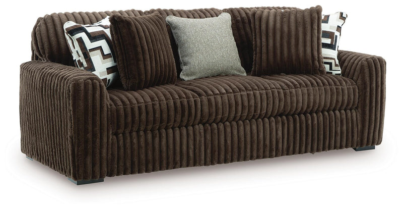 Midnight-Madness Chocolate Sofa and Loveseat - 98104U1