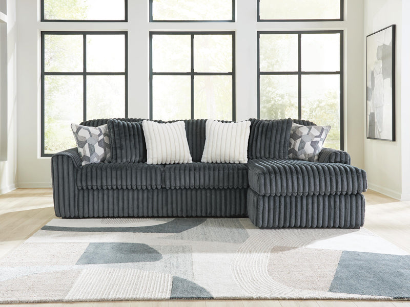 Midnight-Madness Gunmetal 2-Piece Sectional Sofa Chaise - 98105S3