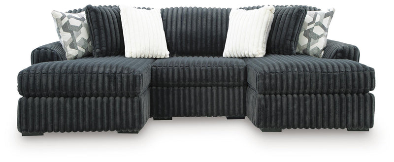 Midnight-Madness Gunmetal 3-Piece Double Chaise Sectional - 98105S8