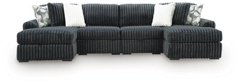 Midnight-Madness Gunmetal 4-Piece Double Chaise Sectional - 98105S19
