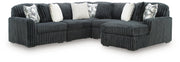 Midnight-Madness Gunmetal 5-Piece Sectional with Chaise - 98105S23