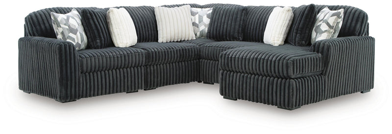 Midnight-Madness Gunmetal 5-Piece Sectional with Chaise - 98105S23