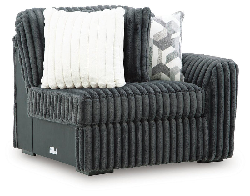 Midnight-Madness Gunmetal Right-Arm Facing Corner Chair - 9810565