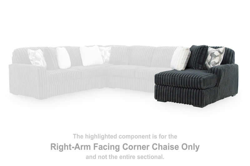 Midnight-Madness Gunmetal Right-Arm Facing Corner Chaise - 9810517