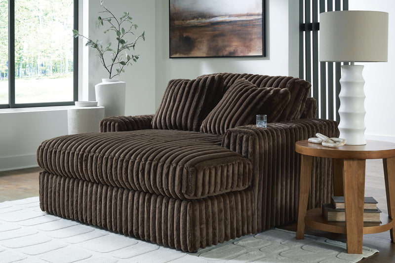 Midnight-Madness Loveseat, Oversized Chaise and Ottoman - 98104U3