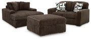 Midnight-Madness Loveseat, Oversized Chaise and Ottoman - 98104U3