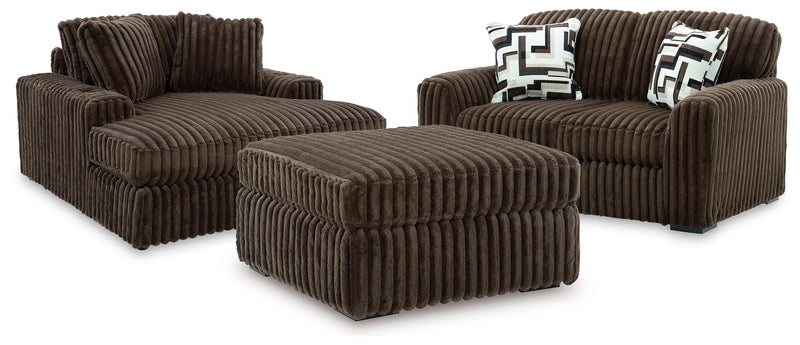 Midnight-Madness Loveseat, Oversized Chaise and Ottoman - 98104U3