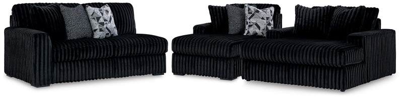 Midnight-Madness Onyx 2-Piece Sectional and Oversized Chaise - 98103U5
