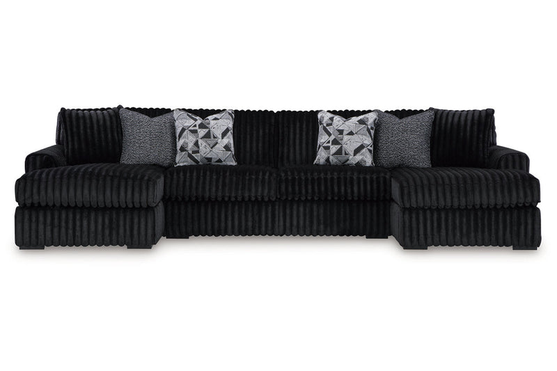 Midnight - Madness Onyx 3 Piece Double Chaise Sectional - Gate FurnitureSectional