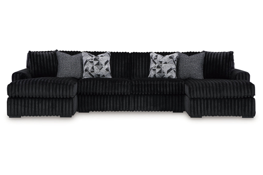 Midnight-Madness Onyx 3 Piece Double Chaise Sectional