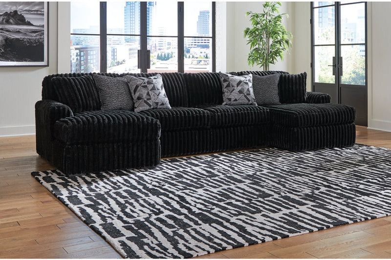 Midnight - Madness Onyx 3 Piece Double Chaise Sectional - Gate FurnitureSectional