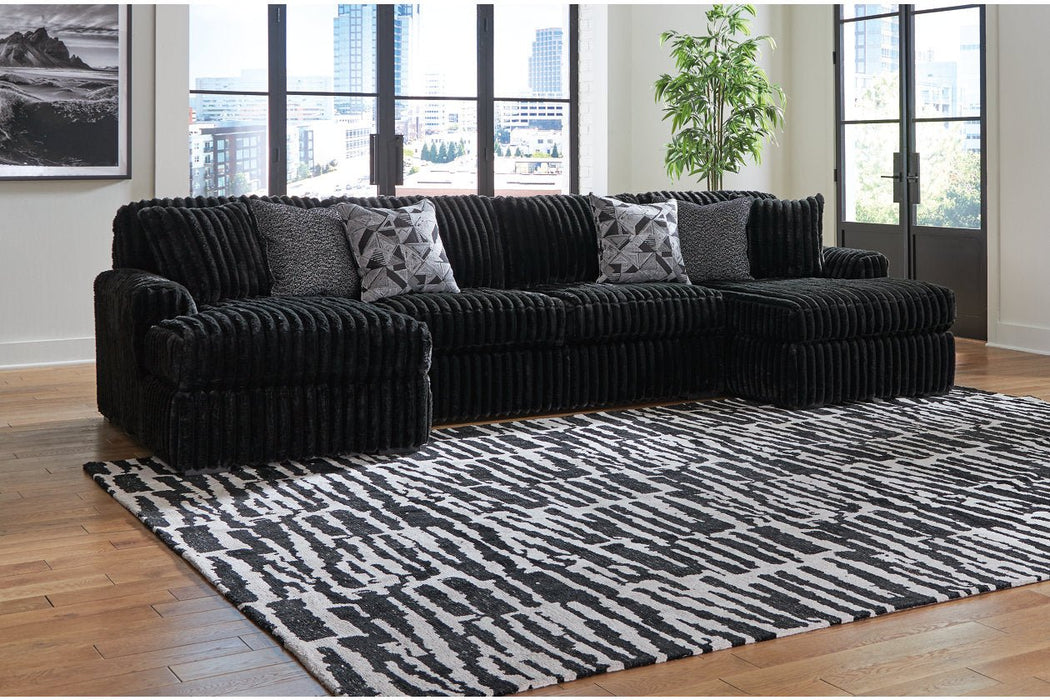 Midnight-Madness Onyx 3 Piece Double Chaise Sectional