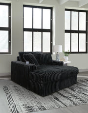 Midnight-Madness Onyx 3-Piece Sectional, Chaise and Oversized Accent Ottoman - 98103U1