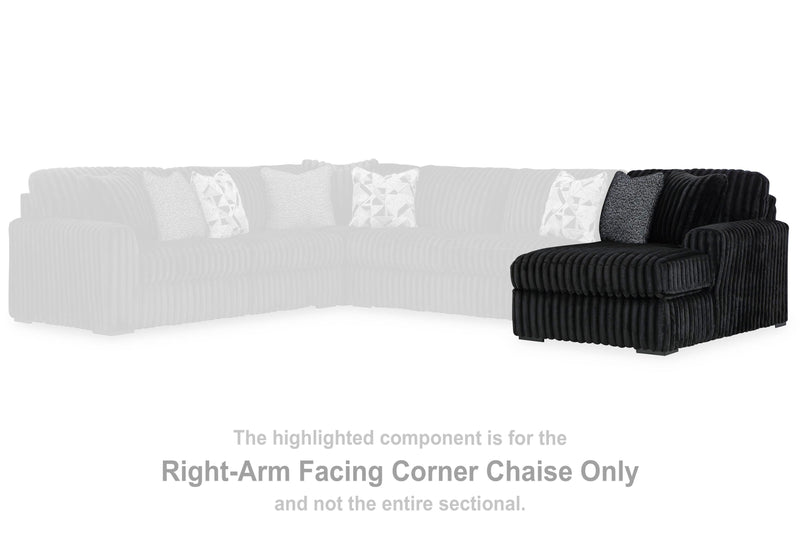 Midnight-Madness Onyx 4-Piece Sectional and Oversized Chaise - 98103U2