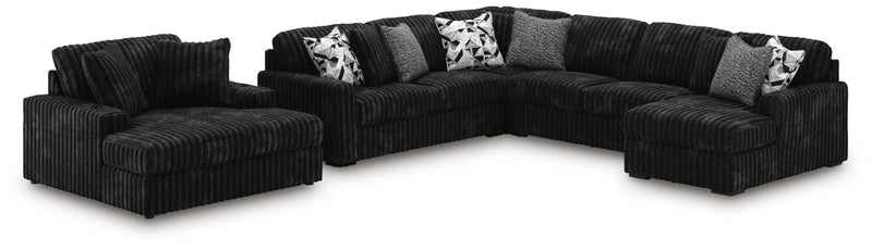 Midnight-Madness Onyx 4-Piece Sectional and Oversized Chaise - 98103U2