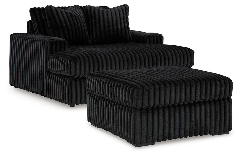 Midnight-Madness Onyx Oversized Chaise and Oversized Accent Ottoman - 98103U10