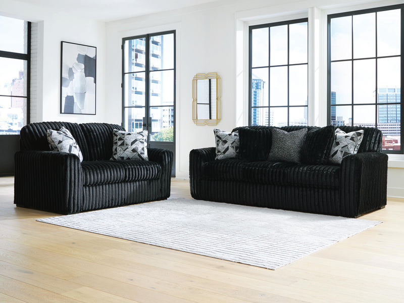 Midnight-Madness Onyx Sofa and Loveseat - 98103U9