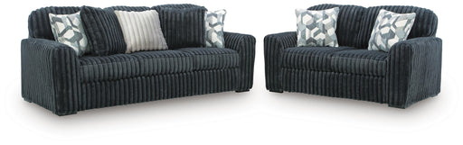 Midnight-Madness Sofa and Loveseat in Gunmetal - PKG024021