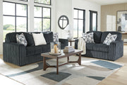 Midnight-Madness Sofa and Loveseat in Gunmetal - PKG024021