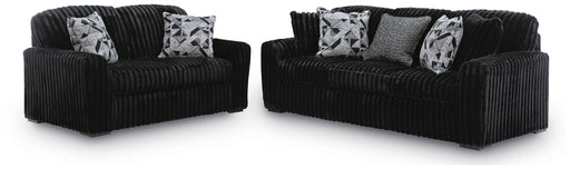 Midnight-Madness Sofa and Loveseat in Onyx - PKG024022