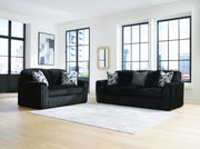 Midnight-Madness Sofa and Loveseat in Onyx - PKG024022