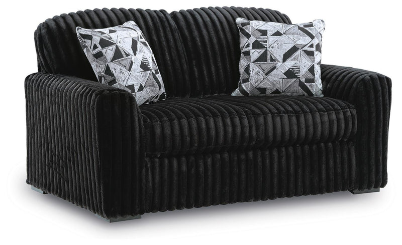 Midnight-Madness Sofa and Loveseat in Onyx - PKG024022