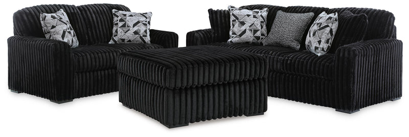 Midnight-Madness Sofa, Loveseat and Oversized Ottoman - 98103U13