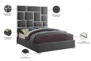 Milan Vegan Leather King Bed Grey - Gate FurnitureKing Bed