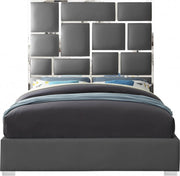 Milan Vegan Leather King Bed Grey - Gate FurnitureKing Bed