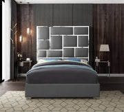 Milan Vegan Leather King Bed Grey - Gate FurnitureKing Bed
