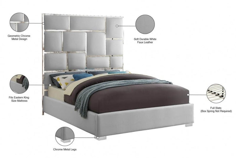 Milan Vegan Leather King Bed White - Gate FurnitureKing Bed