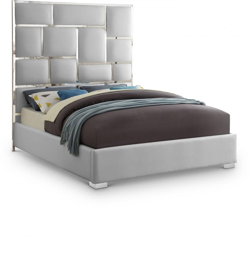 Milan Vegan Leather King Bed White - Gate FurnitureKing Bed