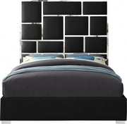 Milan Vegan Leather Queen Bed Black - Gate FurnitureQueen Bed
