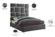 Milan Vegan Leather Queen Bed Grey - Gate FurnitureQueen Bed