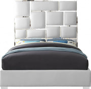 Milan Vegan Leather Queen Bed White - Gate FurnitureQueen Bed