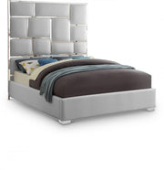 Milan Vegan Leather Queen Bed White - Gate FurnitureQueen Bed