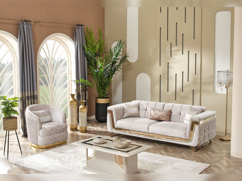 Milano Max 3-pieces (Sofa & Loveseat & Chair) Livingroom in Cream - 200-MAX-MIL-KEN020-DAR020-ELA020-321