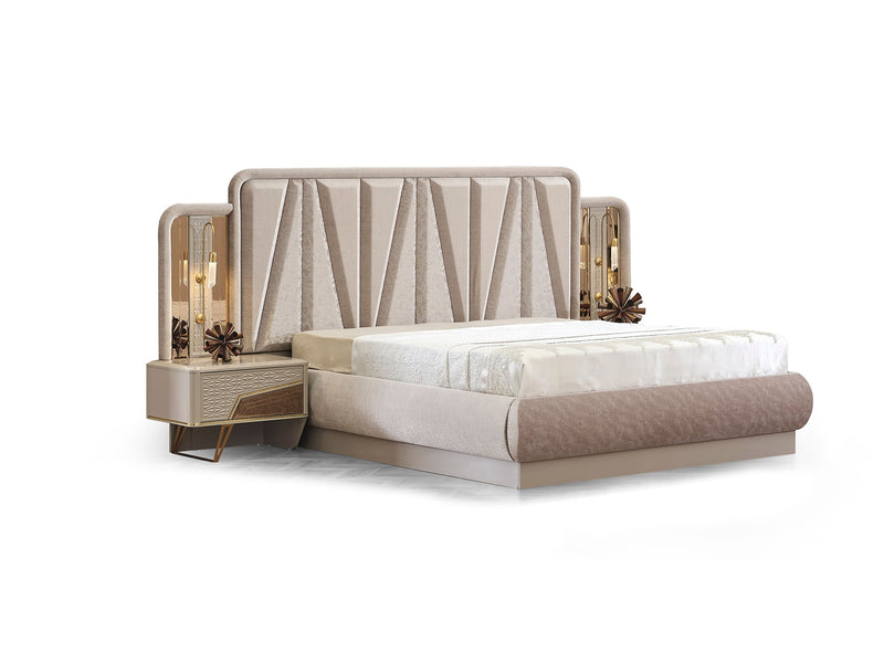 Milano Max Bedroom (Queen Frame With Headboard & Dresser With Mirror & 2 Nightstand) - 200-MAX-MIL-150-QB-SET