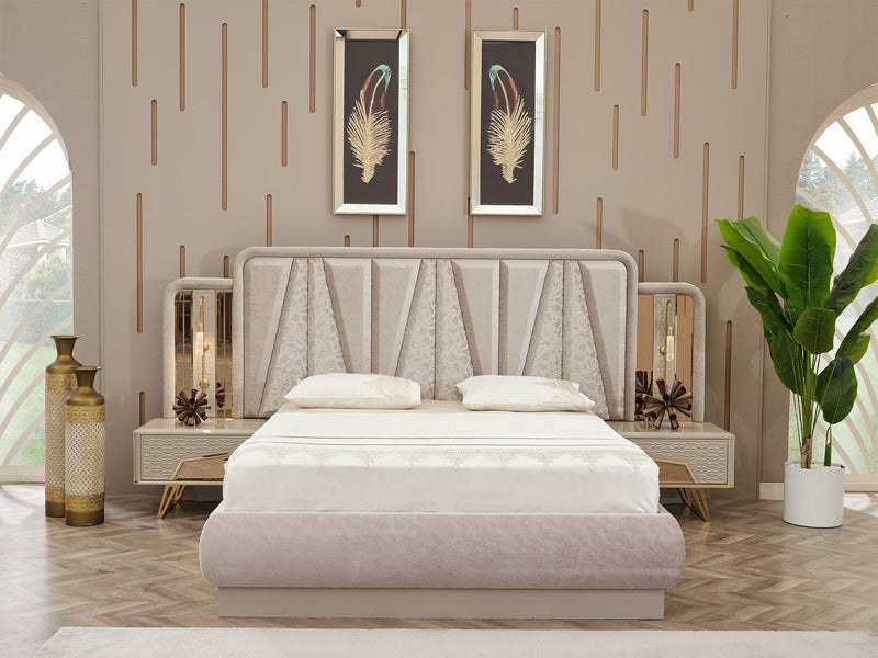 Milano Max Bedroom (Queen Frame With Headboard & Dresser With Mirror & 2 Nightstand) - 200-MAX-MIL-150-QB-SET