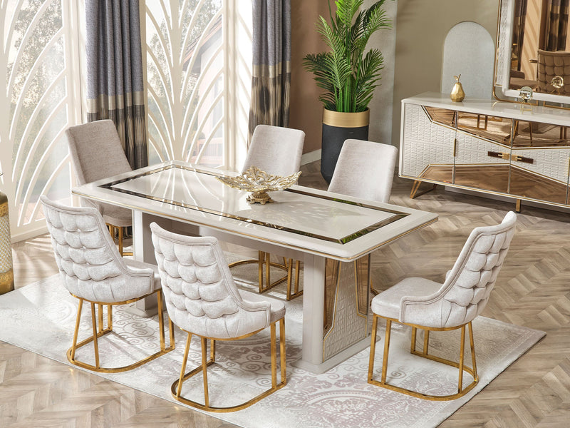 Milano Max Diningroom (Consol With Mirror & Dining Table & 6 Dining Chair) - 200-MAX-MIL-DT-6-SET