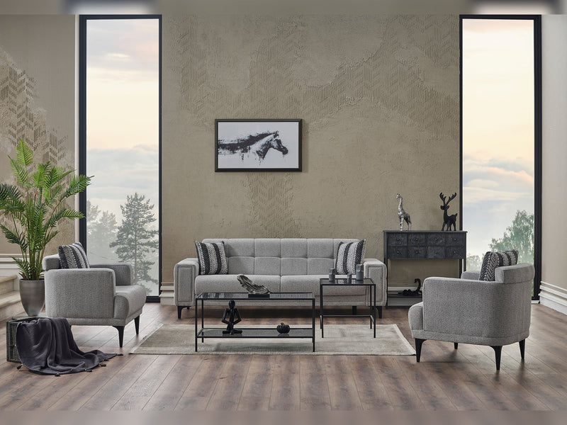 Milano Ser 3-pieces (Sofa & Loveseat & Chair) Livingroom in Grey - 200-SER-MIL-PINAR17-321