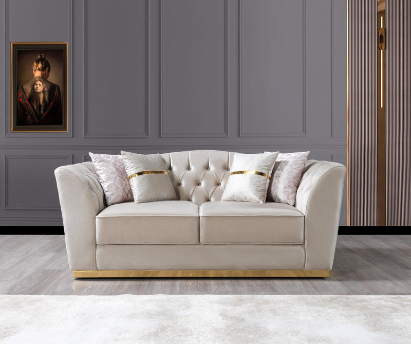 Milena Ivory Velvet Sofa & Loveseat - MILENAIV-SL