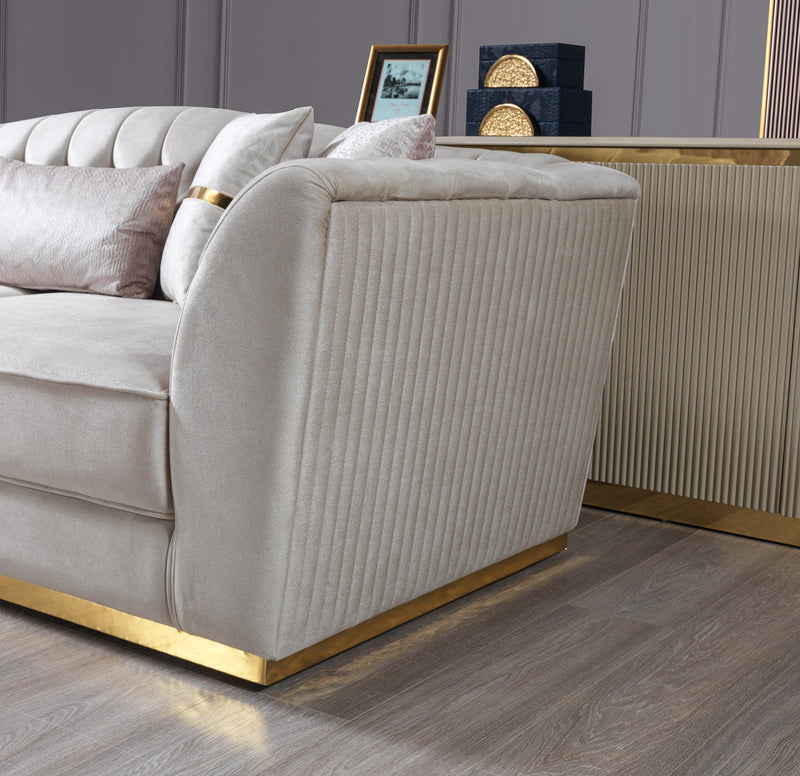 Milena Ivory Velvet Sofa & Loveseat - MILENAIV-SL