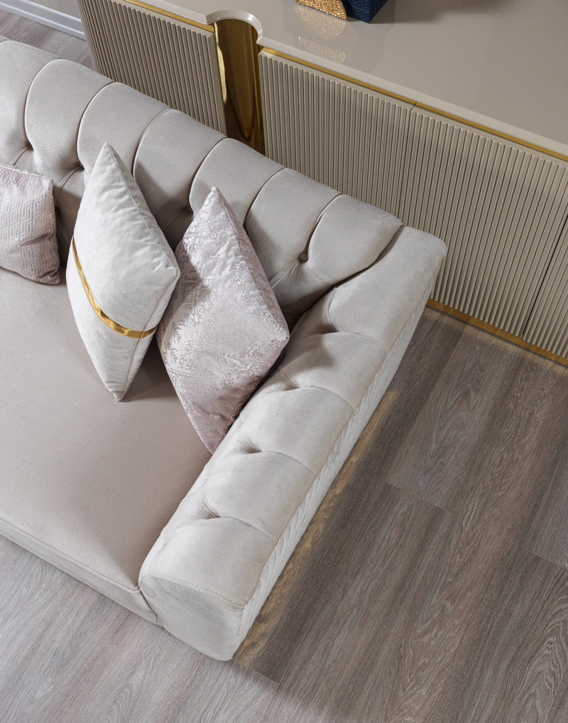Milena Ivory Velvet Sofa & Loveseat - MILENAIV-SL