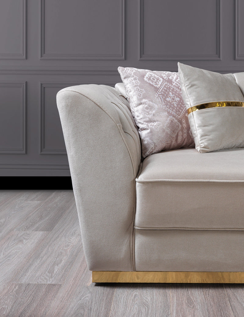 Milena Ivory Velvet Sofa & Loveseat - MILENAIV-SL