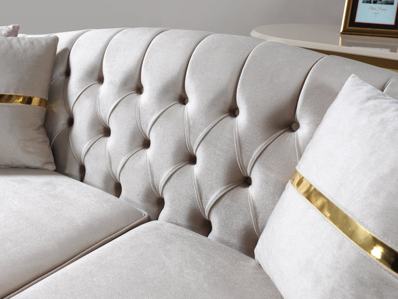 Milena Ivory Velvet Sofa & Loveseat - MILENAIV-SL
